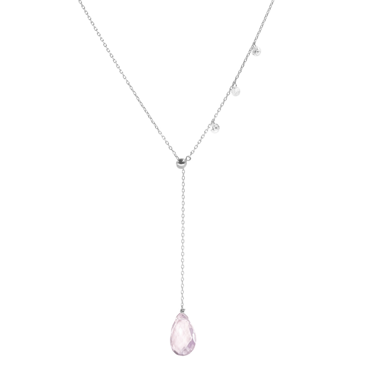 double slider lariat necklace with amethyst drop silver