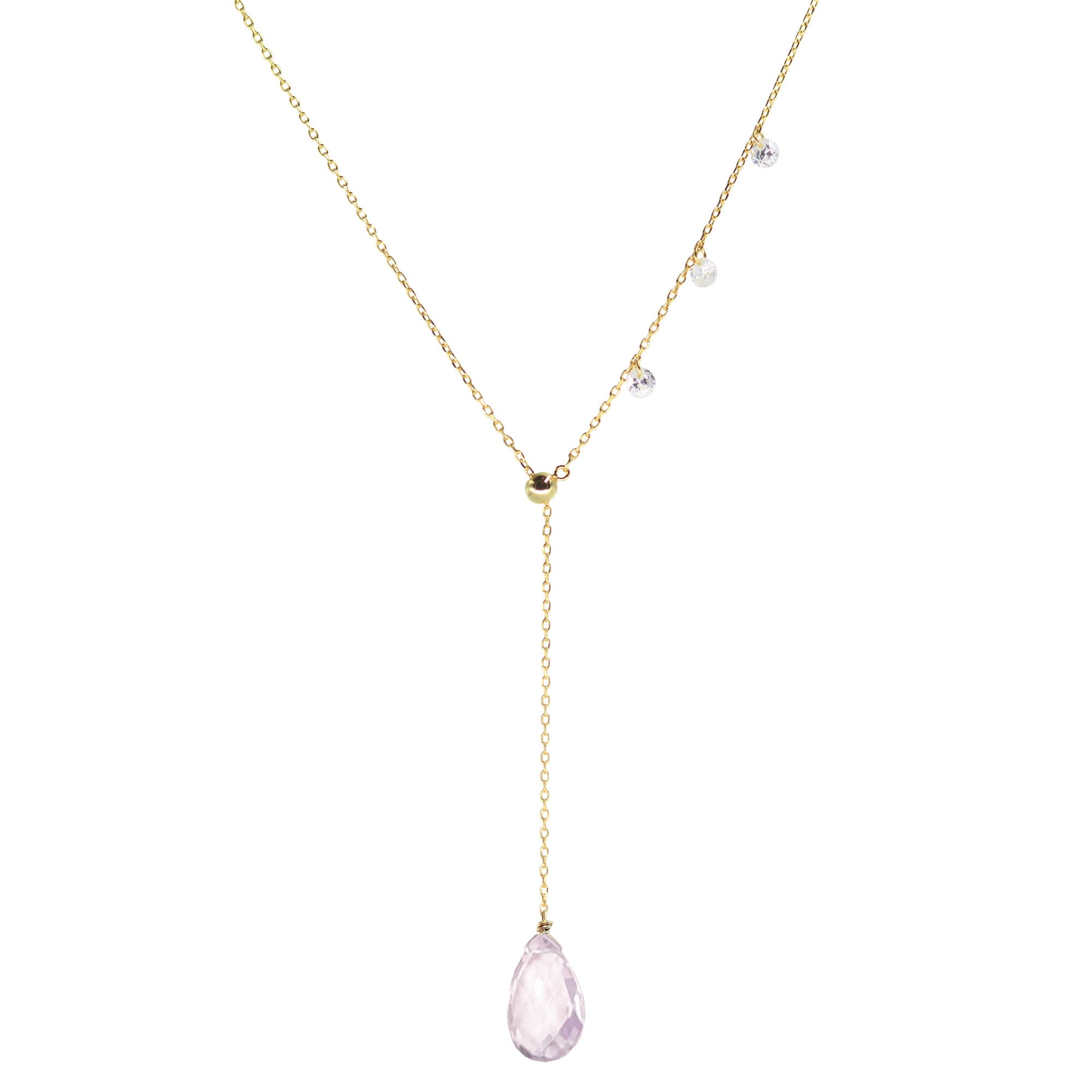 double slider lariat necklace with amethyst drop gold