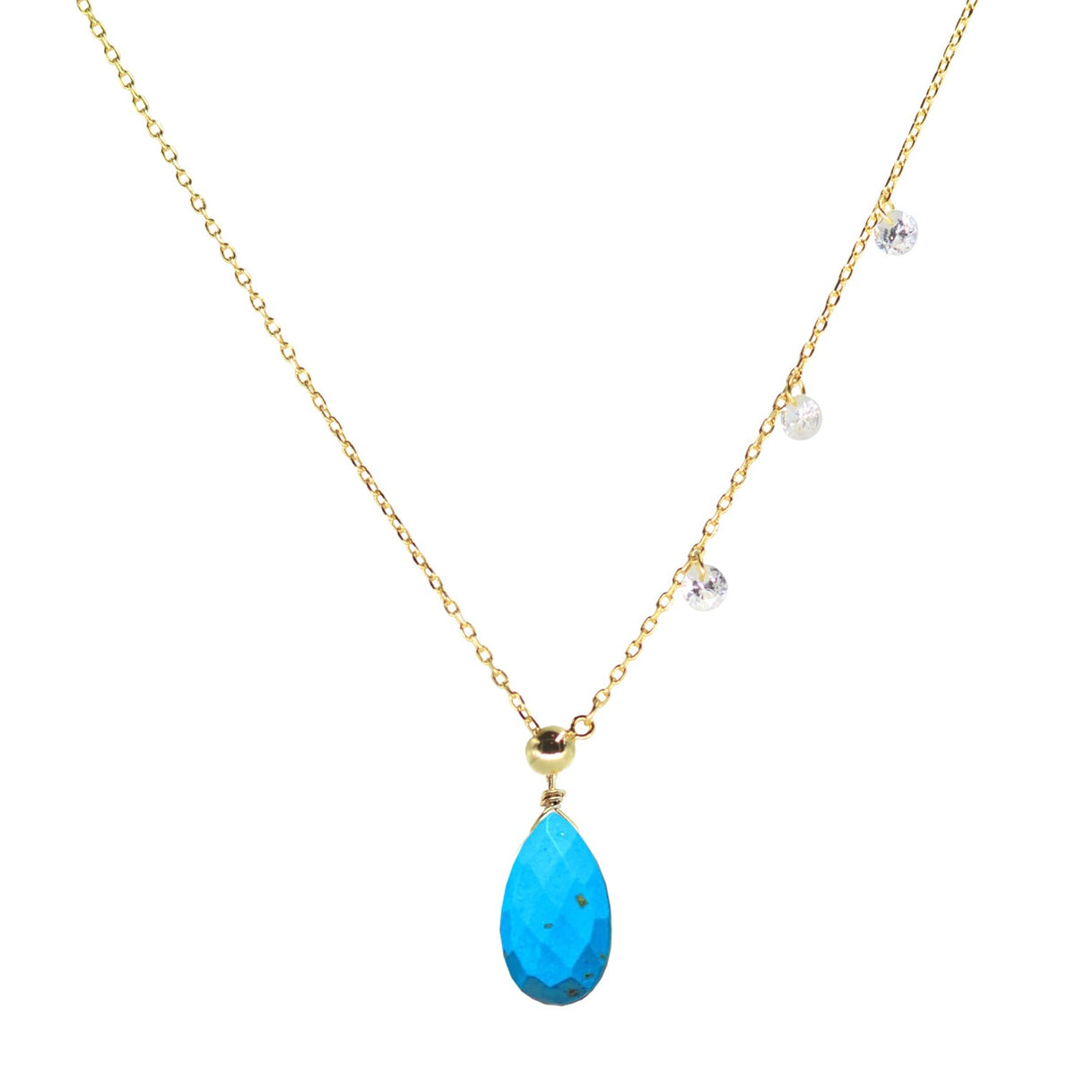 double slider lariat with turquoise briolette drop gold