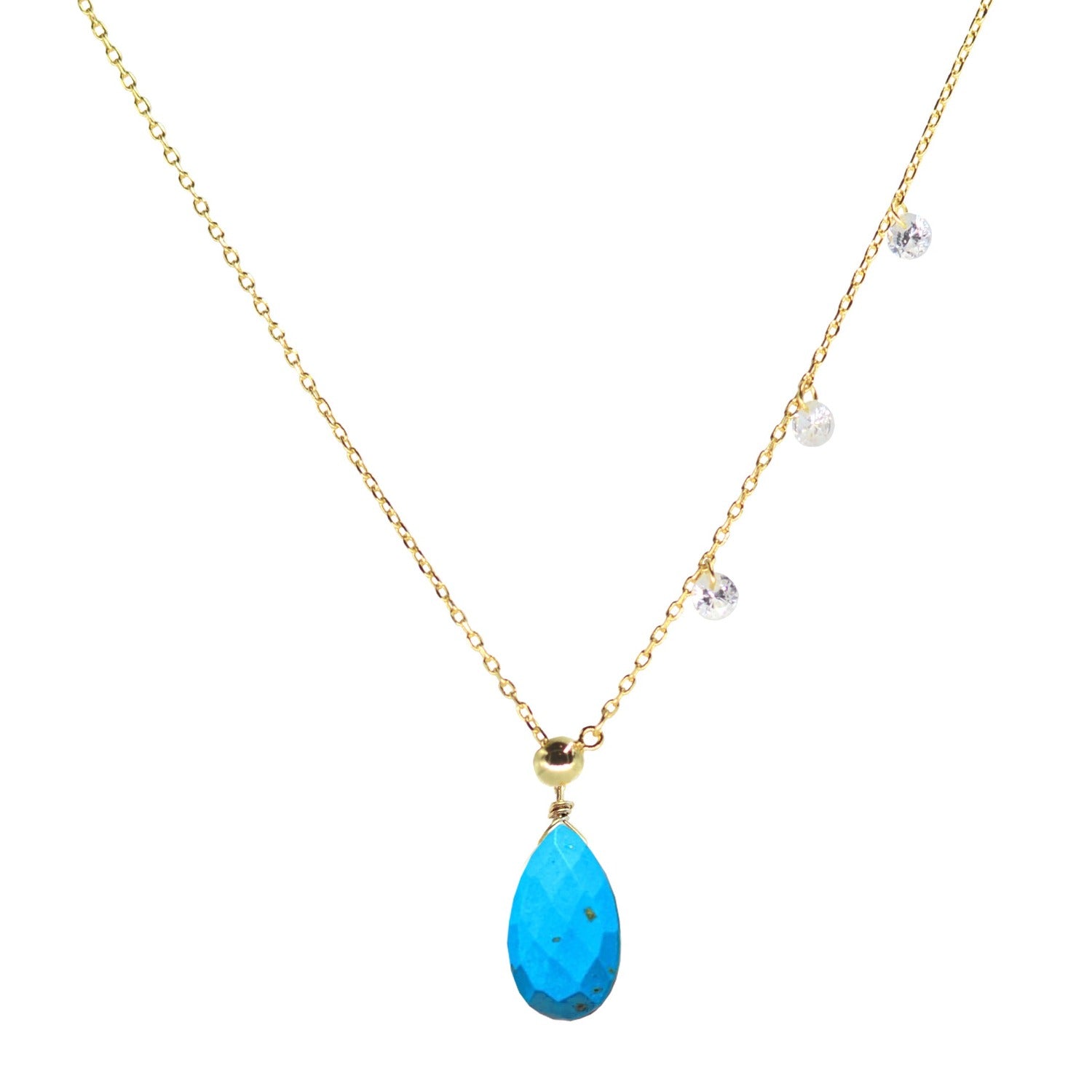 double slider lariat necklace with turquoise drop