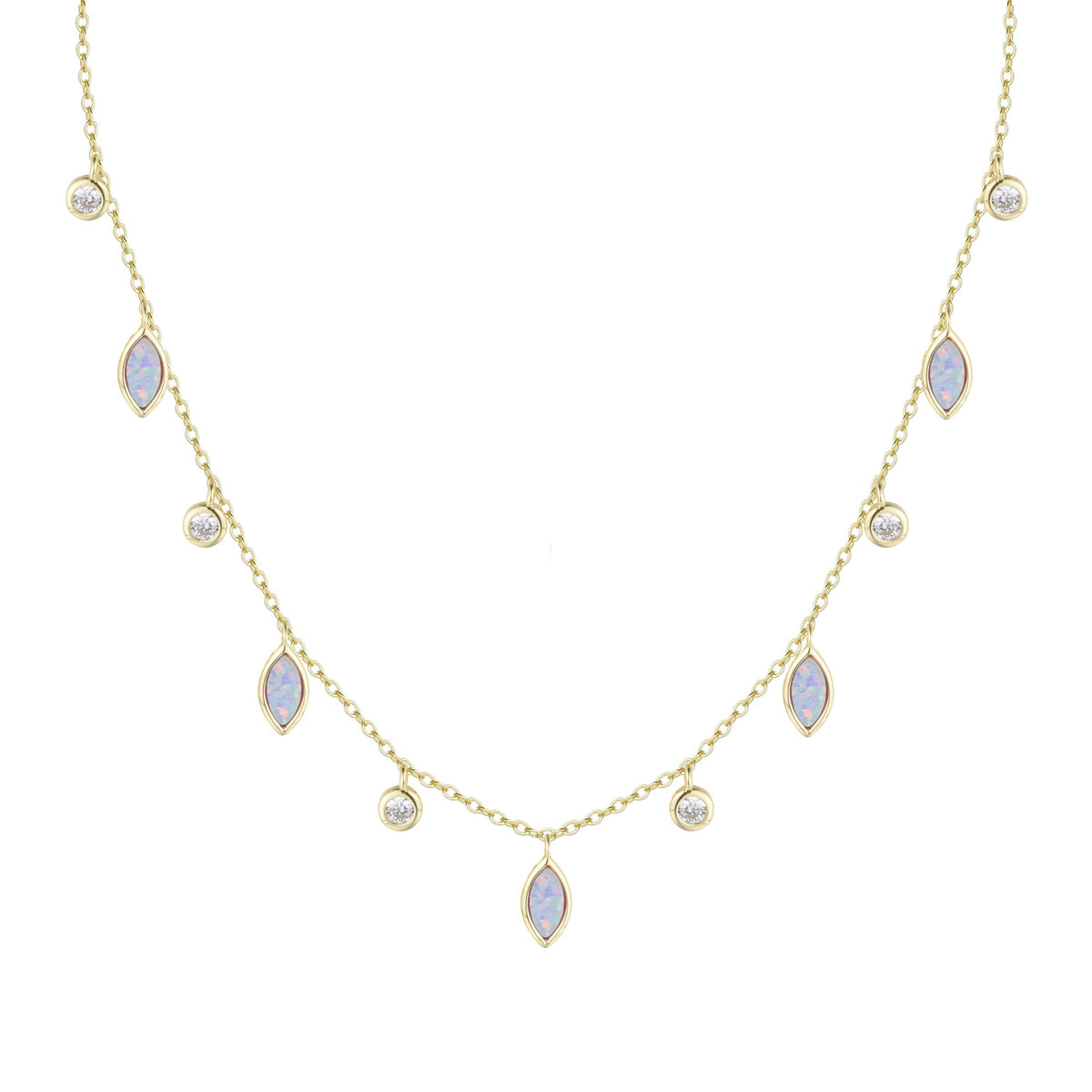 opal drops of spring necklace in lavender gold