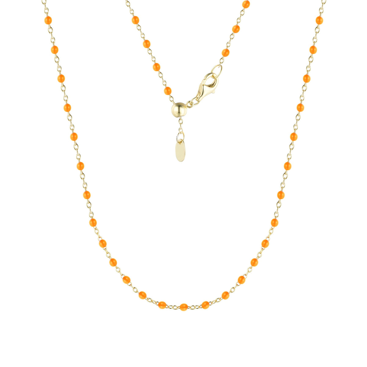 enamel beaded chain orange gold