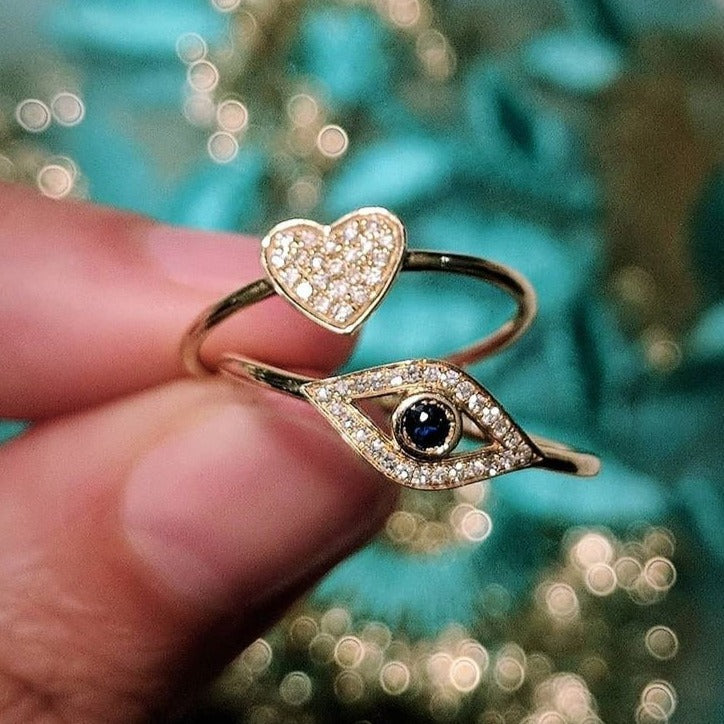 Evil Eye Ring with Sapphire and Diamonds