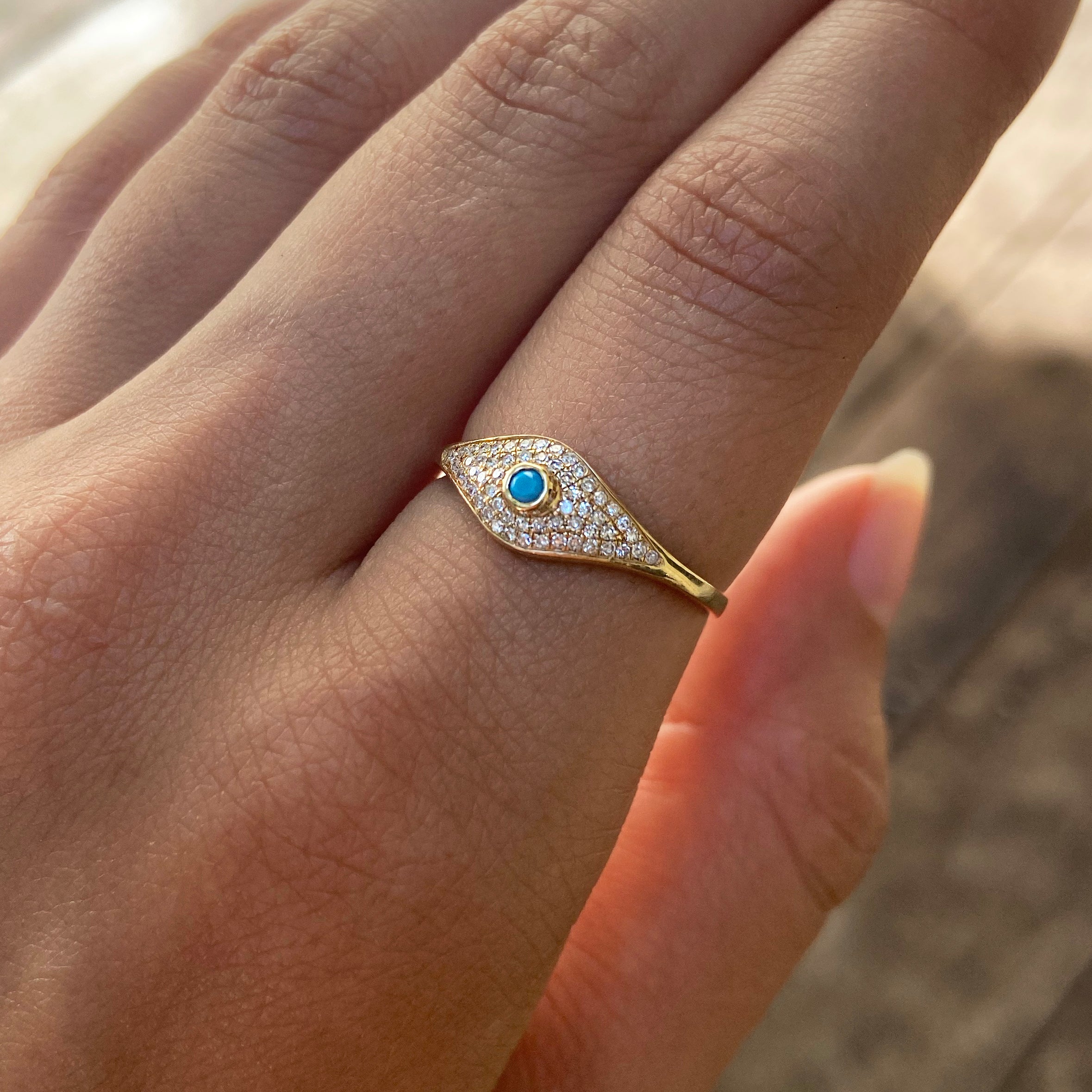 Sterling Silver Evil Eye Ring in Sizes 6 through 11 - Handmade