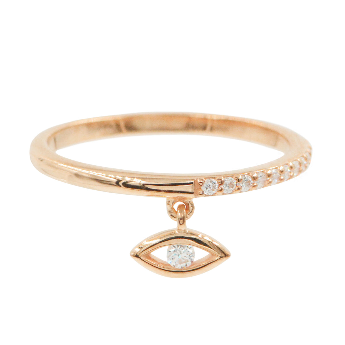 evil eye swing ring rose gold