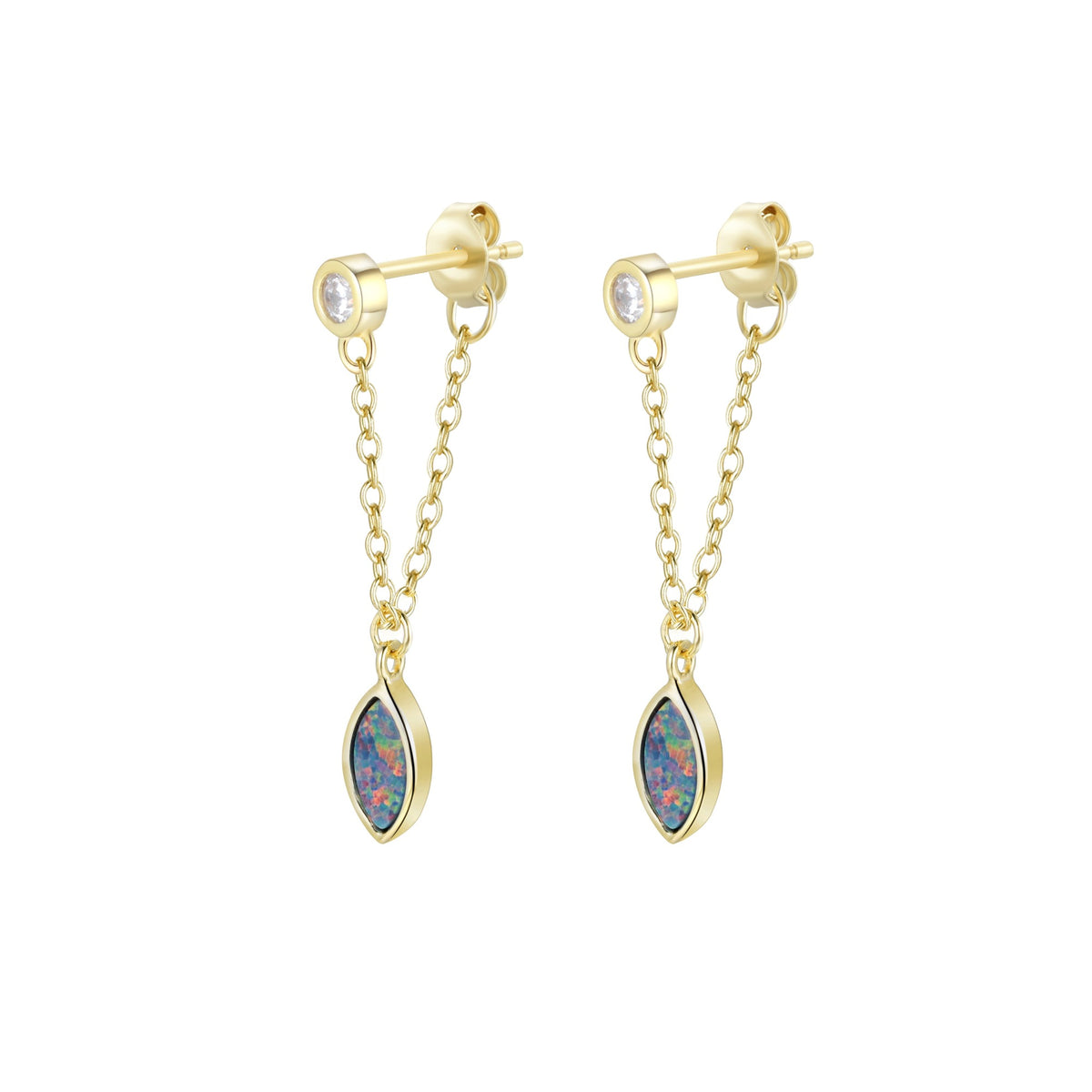 full swing opal earrings black opal gold
