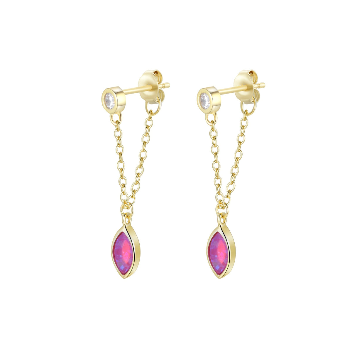 full swing opal earrings in fuschia gold
