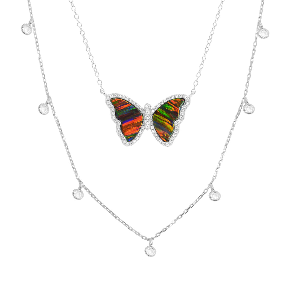 Gift Set | Opal Butterfly Necklace + Silver Choker