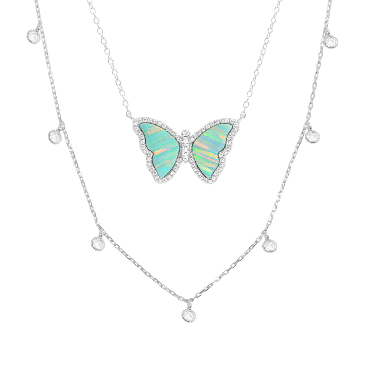 Gift Set | Opal Butterfly Necklace + Silver Choker