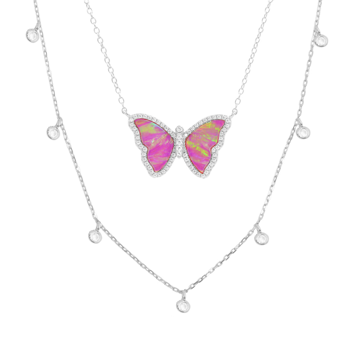 Gift Set | Opal Butterfly Necklace + Silver Choker