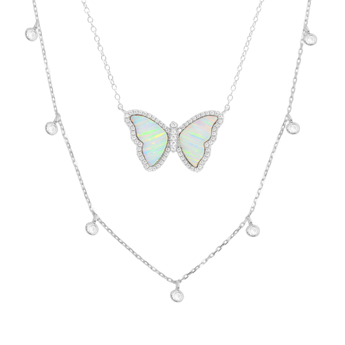 Gift Set | Opal Butterfly Necklace + Silver Choker