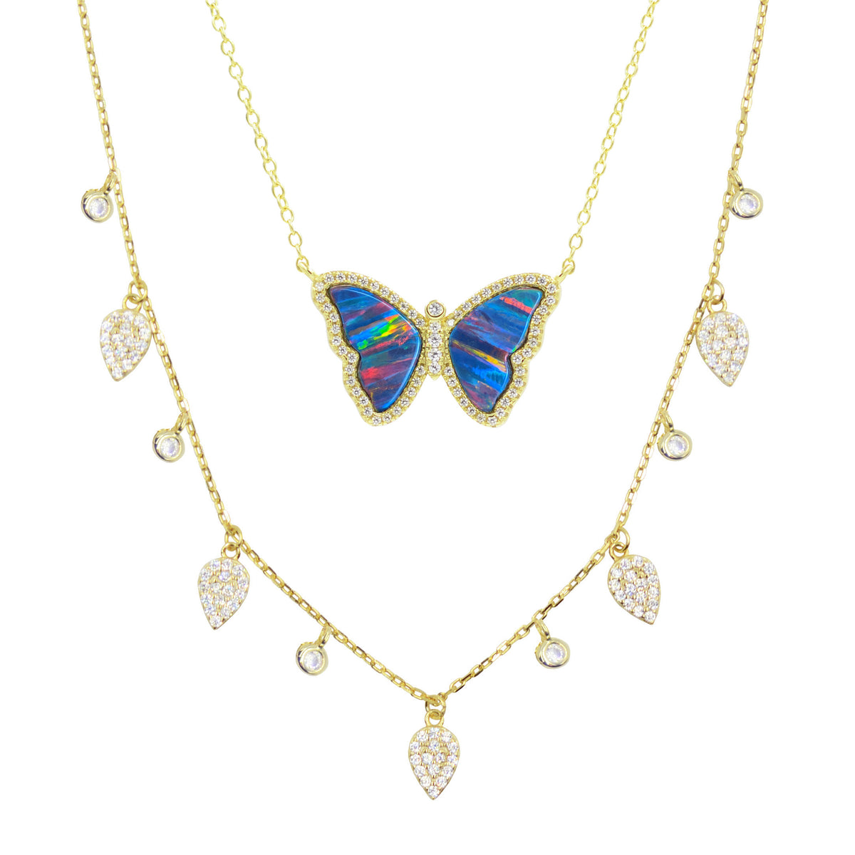 Gift Set | Opal Butterfly Necklace + Gold Choker