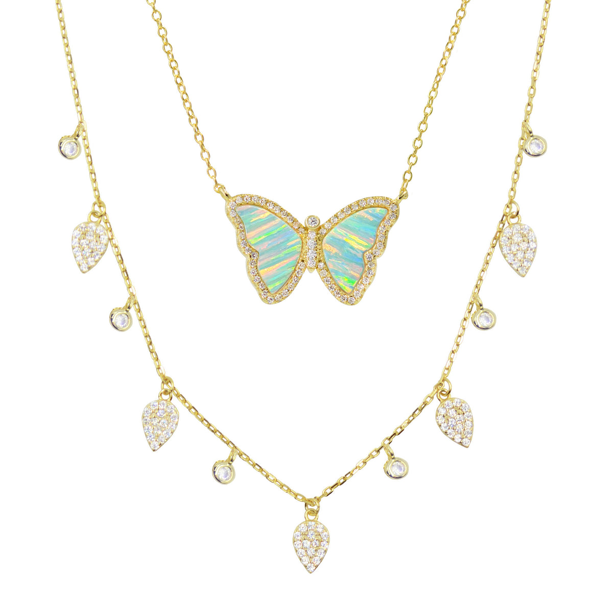 Gift Set | Opal Butterfly Necklace + Gold Choker
