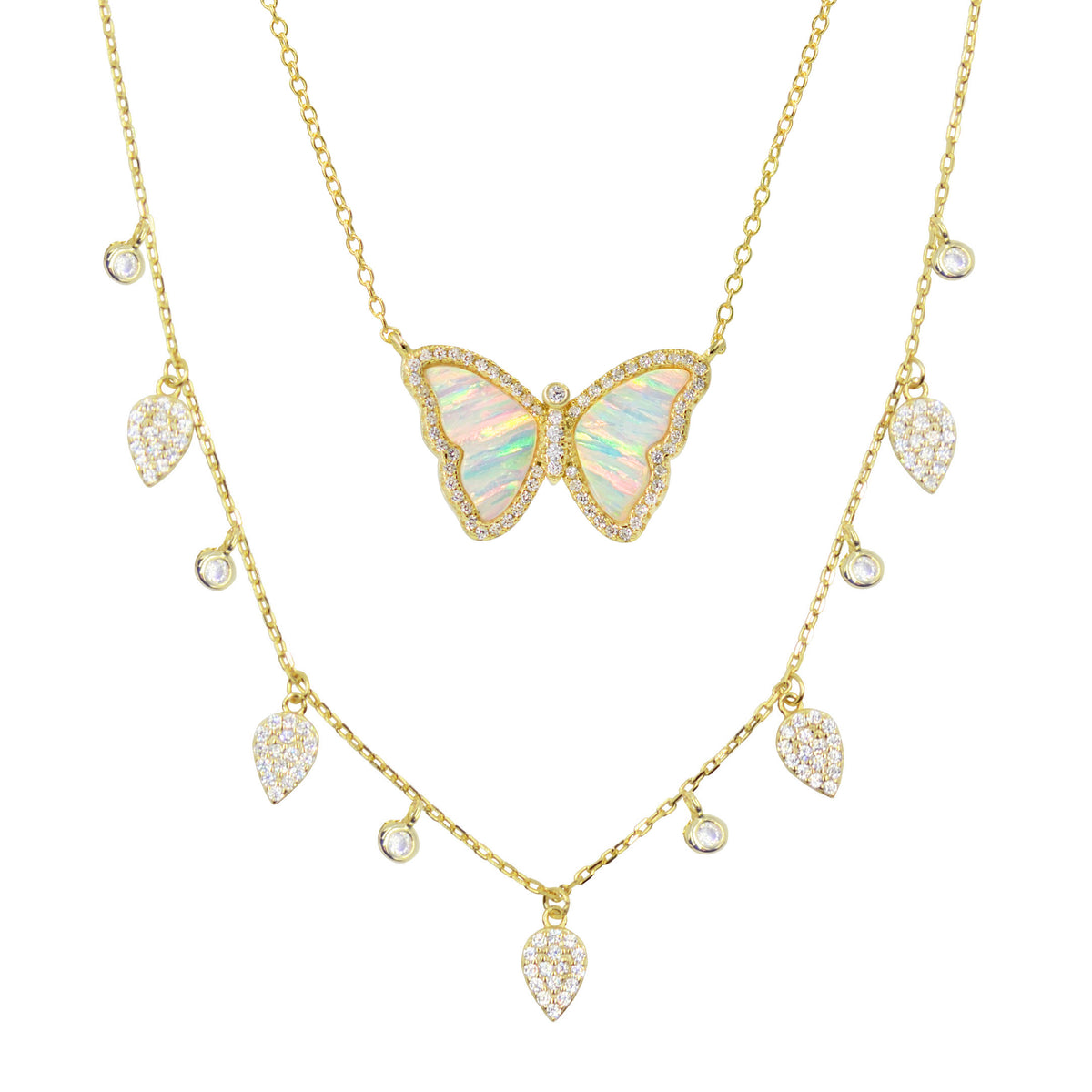 Gift Set | Opal Butterfly Necklace + Gold Choker