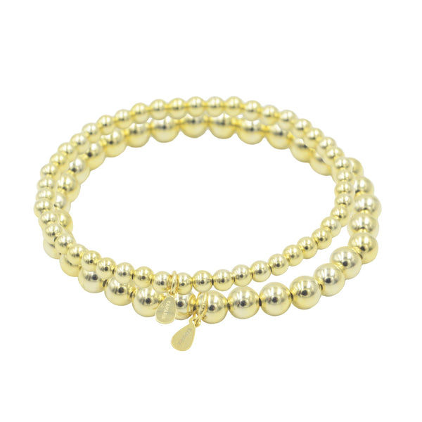 Buy Gold Beaded Bracelets for Women Set | 3 pcs Gold Stacking Bead Ball  Stretch Bracelet at Amazon.in
