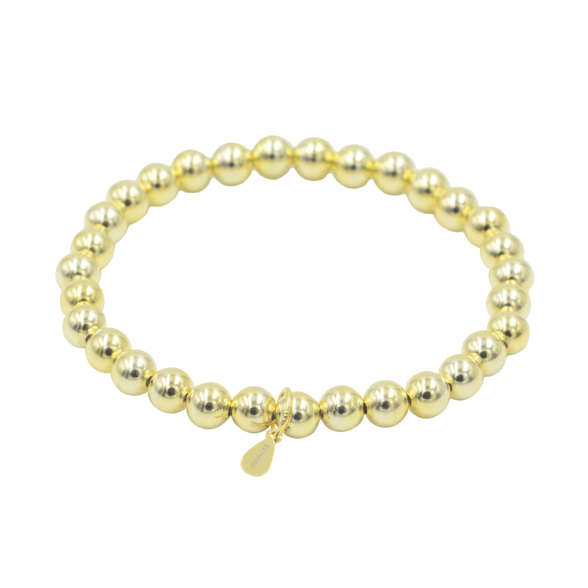 gold-plated silver beaded bracelet 6mm