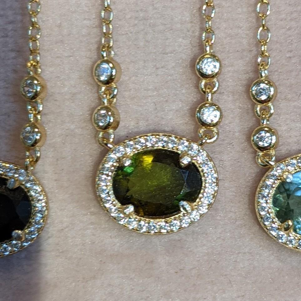 green olive tourmaline necklace gold