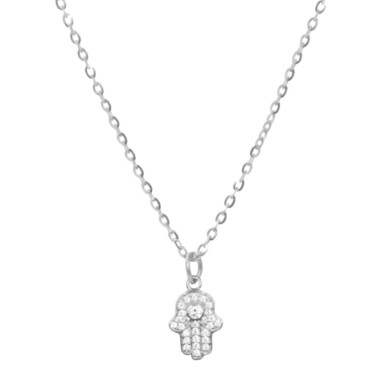 Mini Hamsa Hand Necklace With Crystals