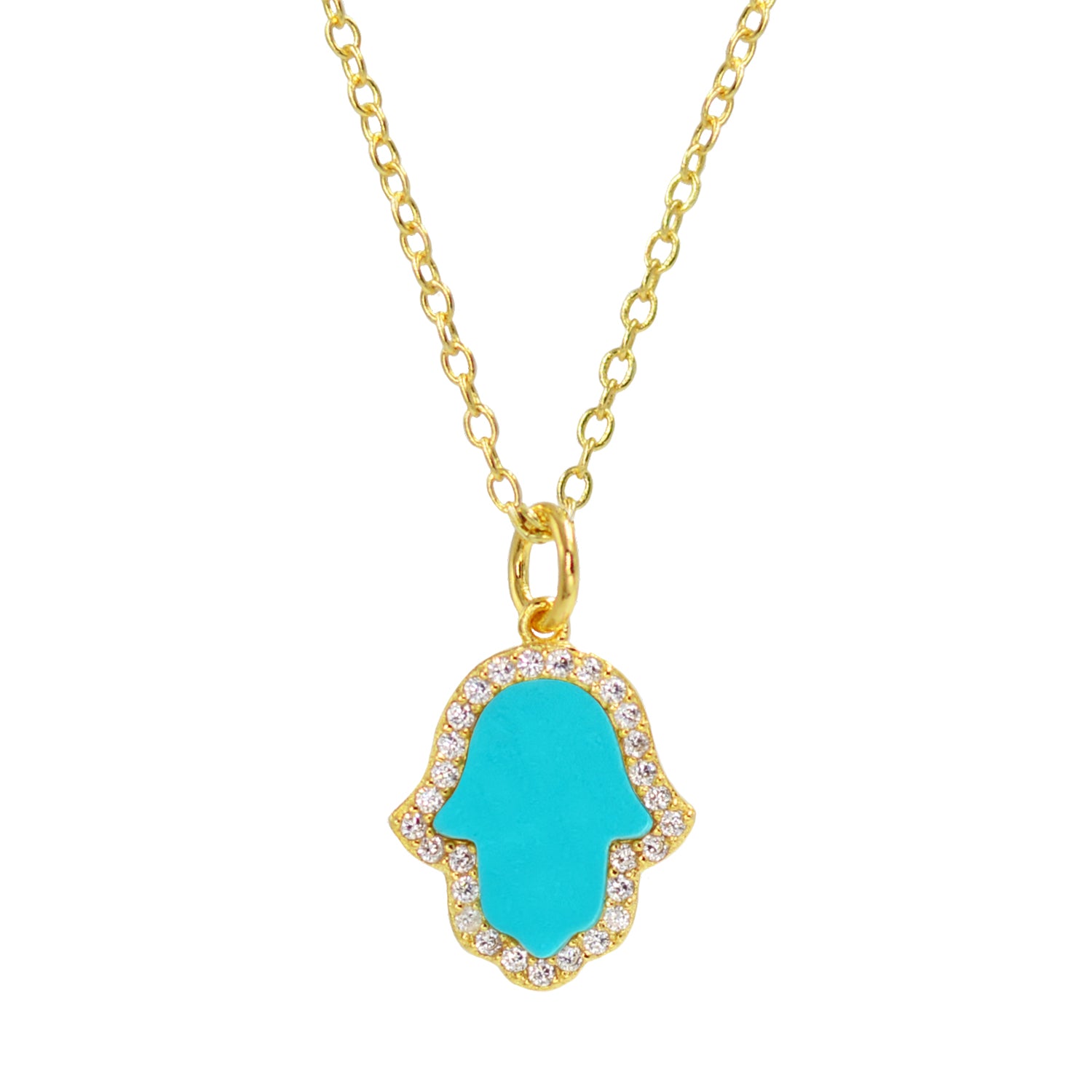 Hamsa Hand Necklace in Turquoise