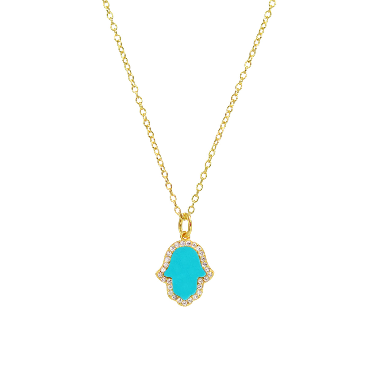 Hamsa Hand Necklace in Turquoise