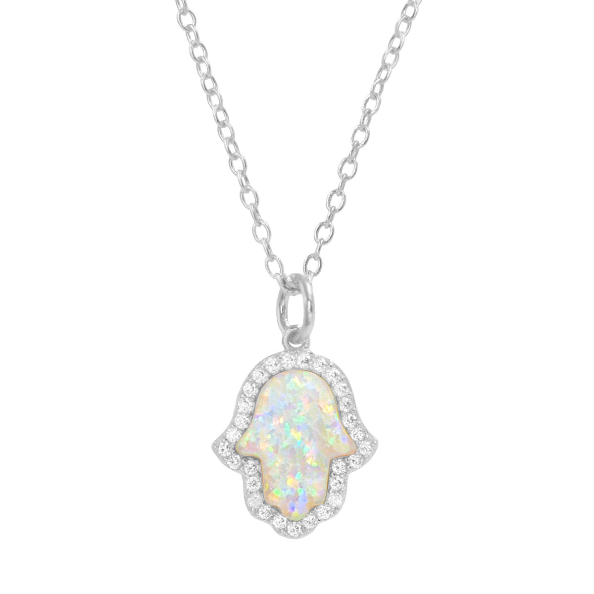 Opal Hamsa Hand Necklace