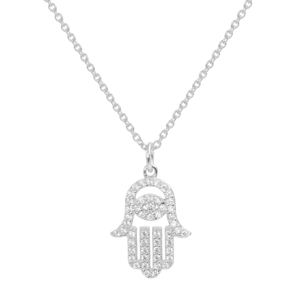 Hamsa Hand Necklace With Crystals