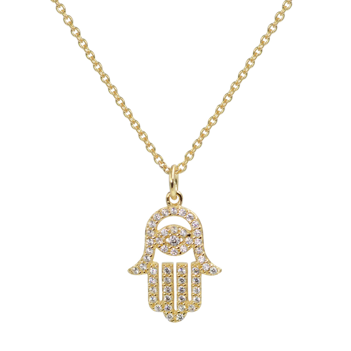Hamsa Hand Necklace With Crystals
