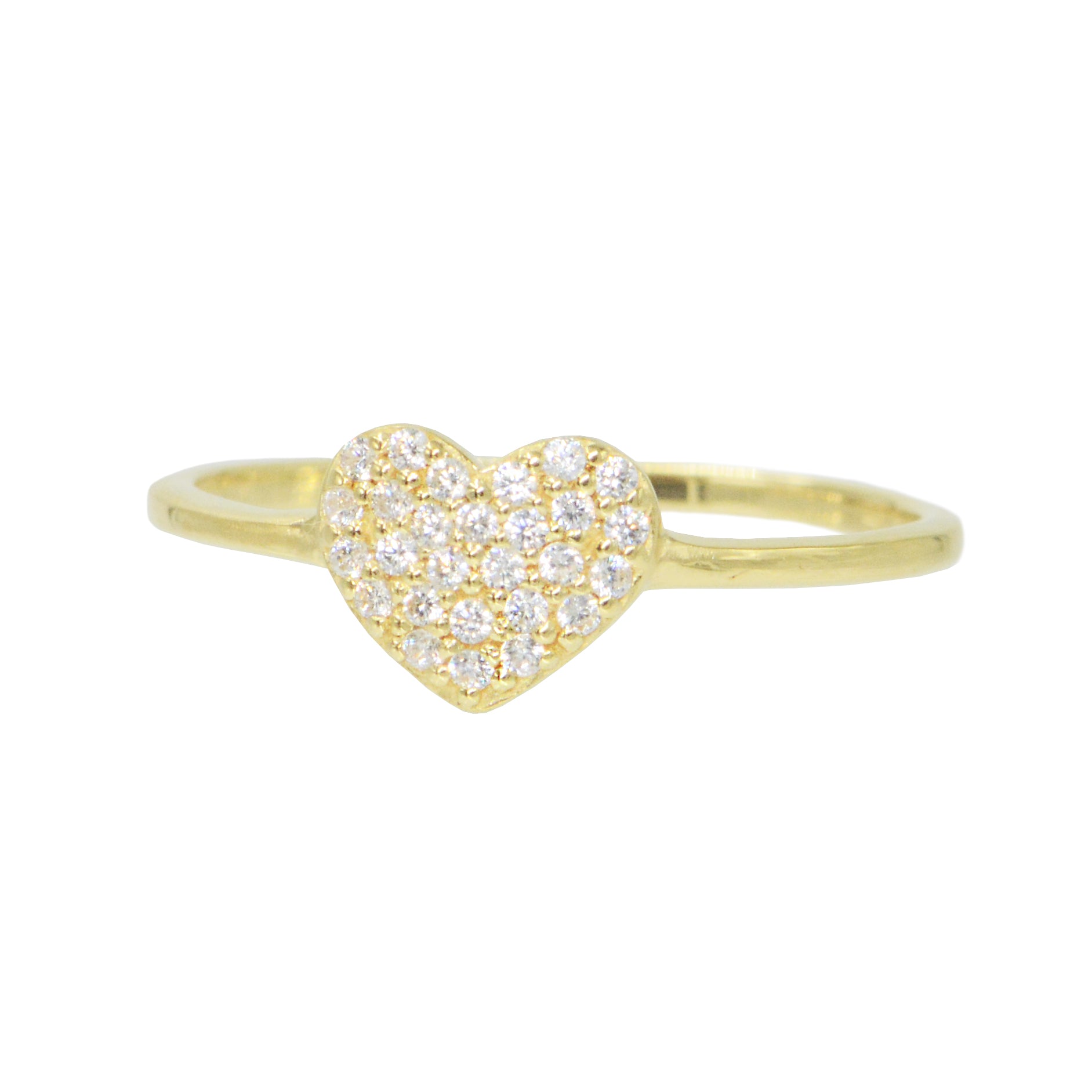 heart ring with crystals gold