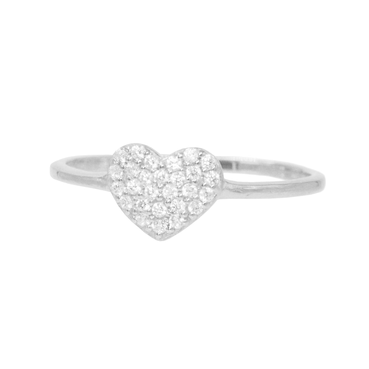 heart ring with crystals silver