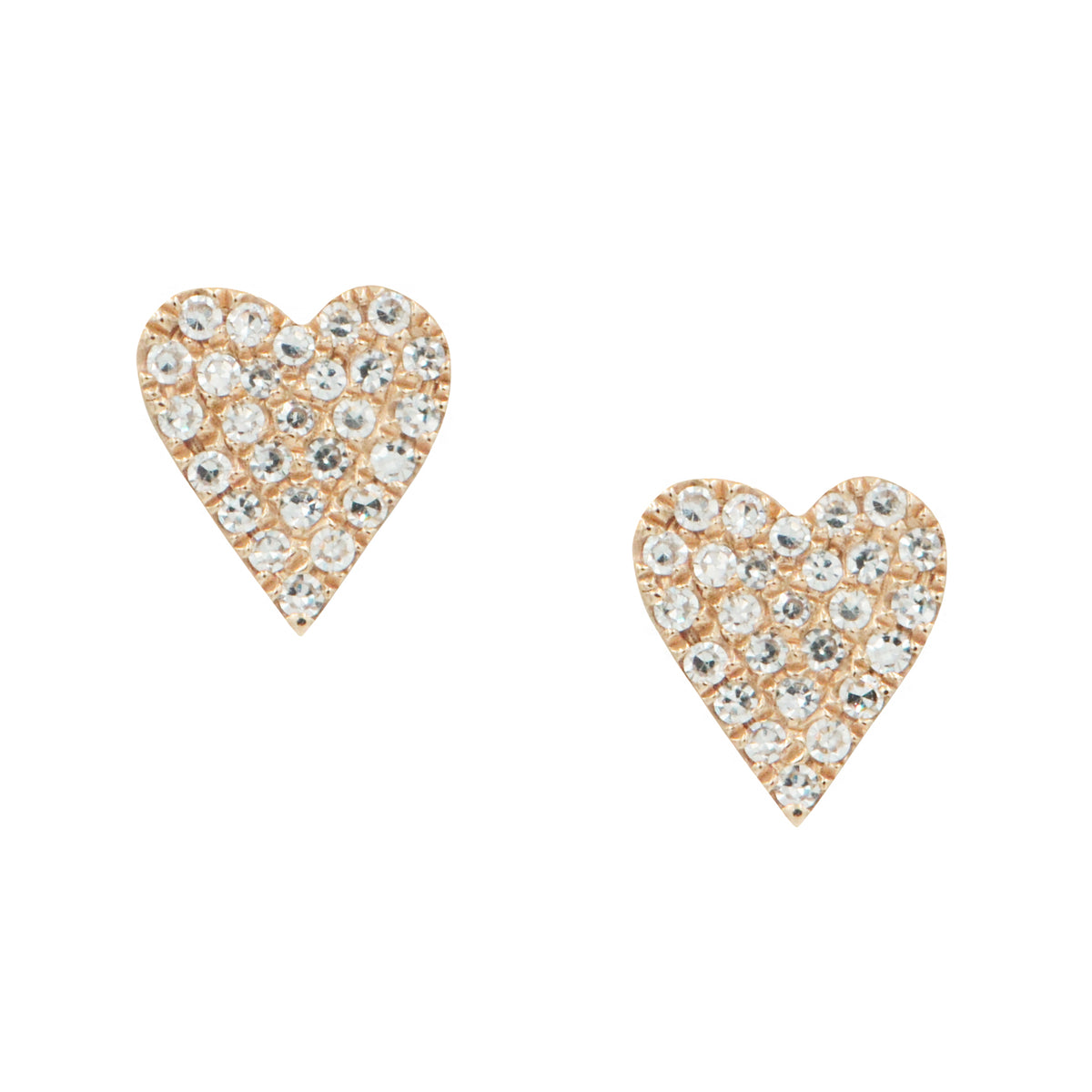 heart diamond stud earrings rose gold