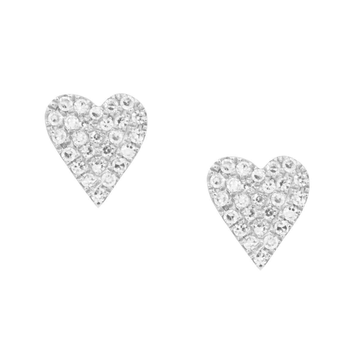 heart diamond stud earrings white gold