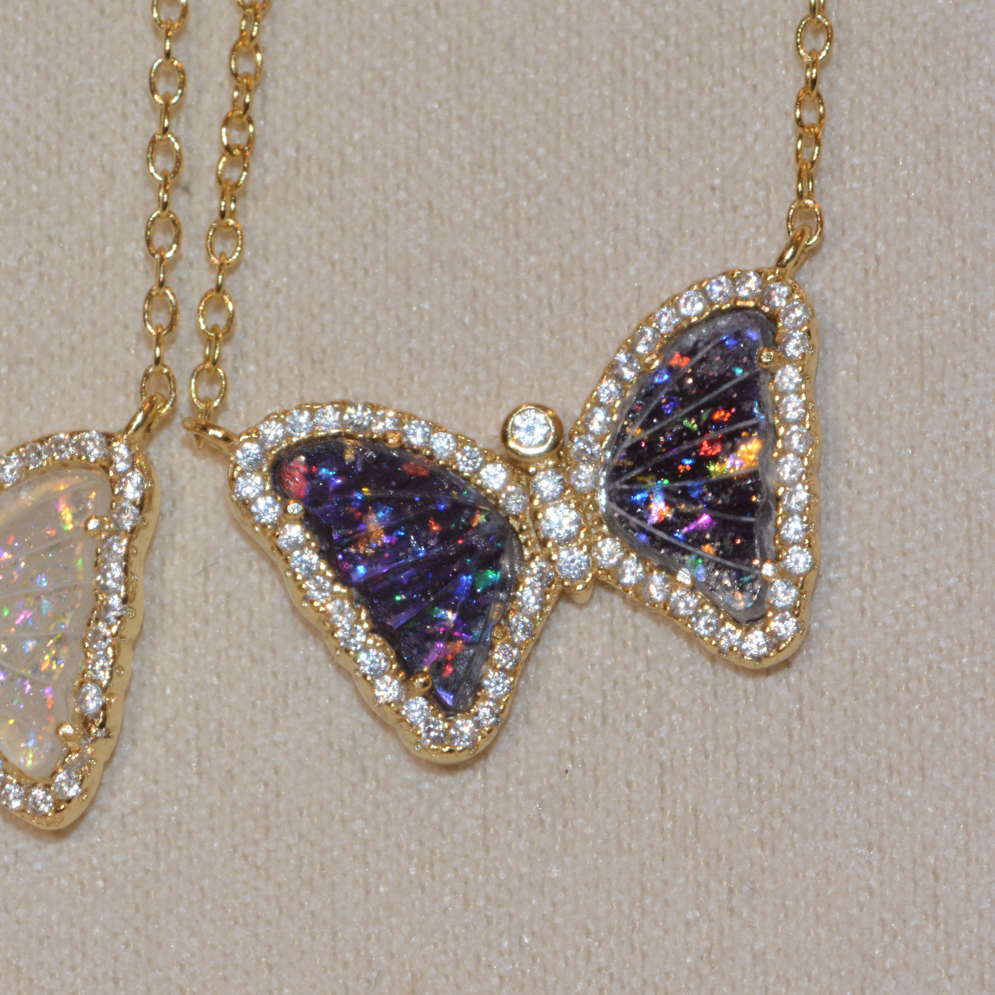 nasa galaxy inspired celestial butterfly necklace in gold
