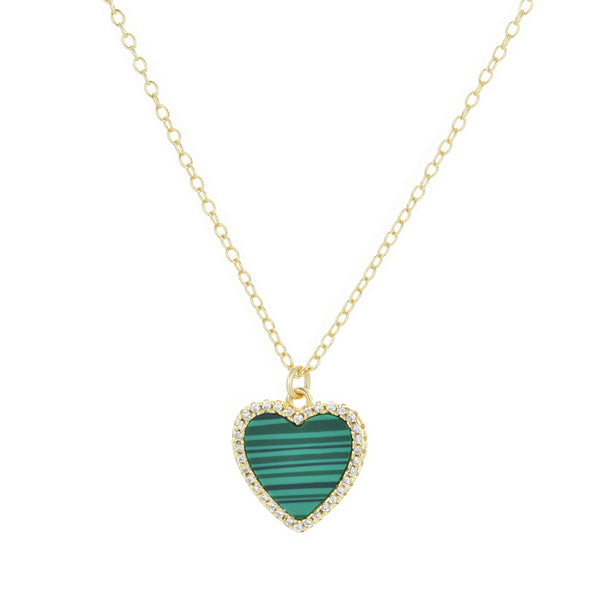Kendra Scott | Ari Heart Gold Pendant Necklace in Green Malachite