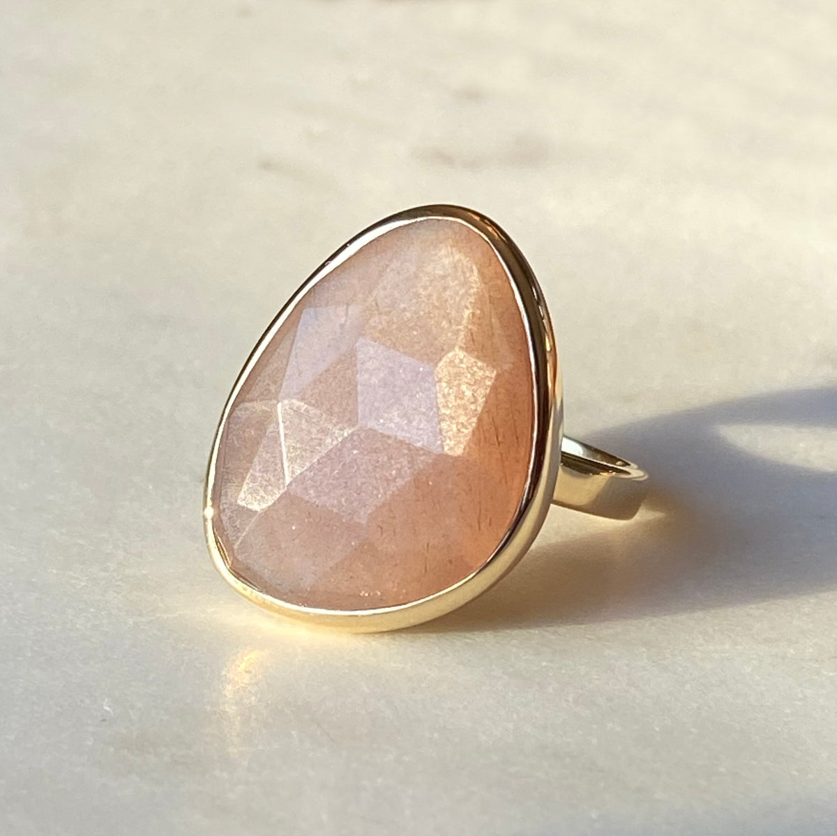 mauve moonstone large gemstone ring