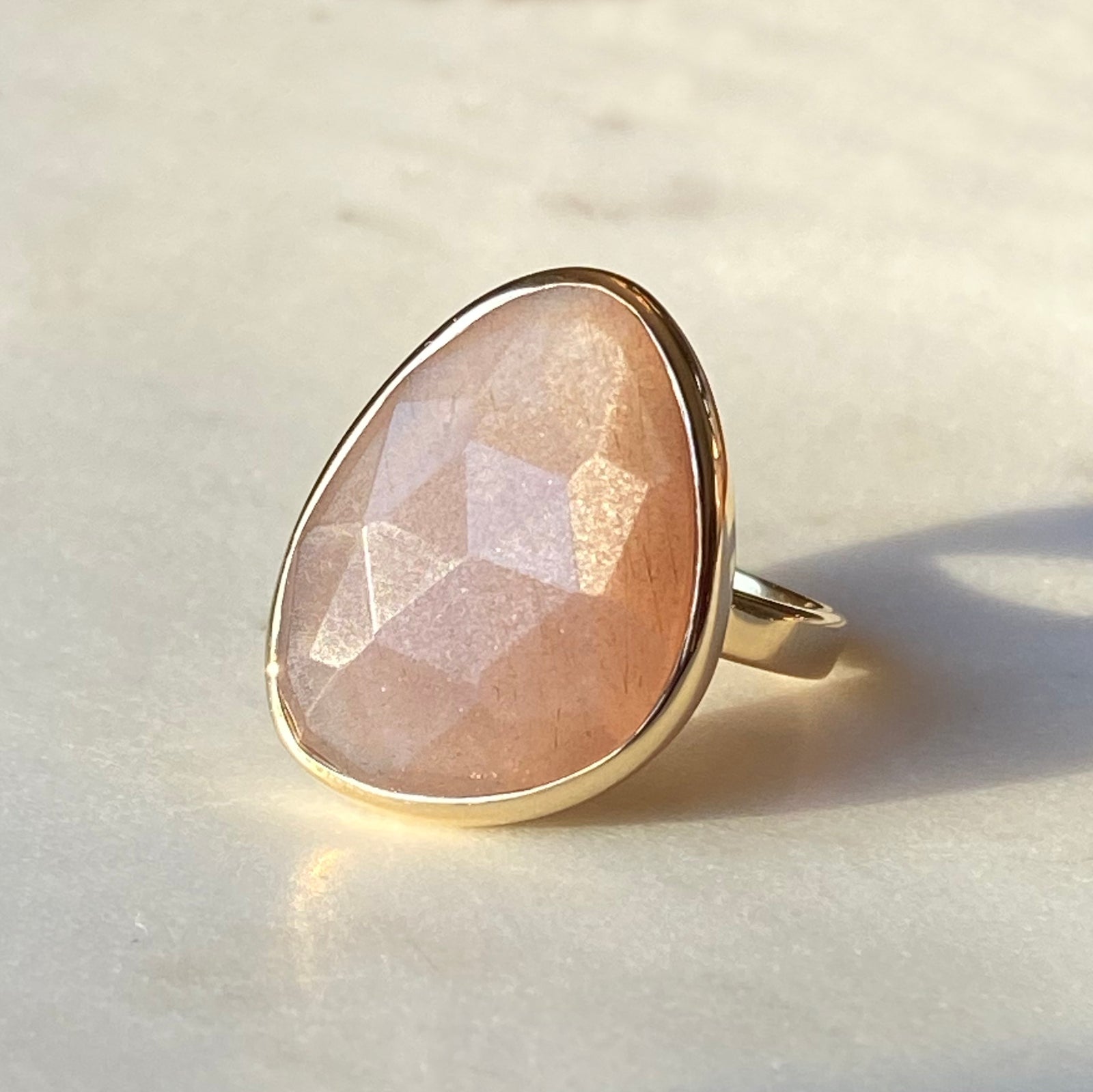 mauve moonstone large gemstone ring