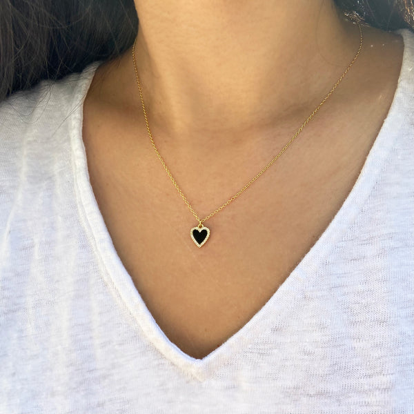 Black Onyx Heart Pendant by Elizabeth Moore | Handcrafted in New York City