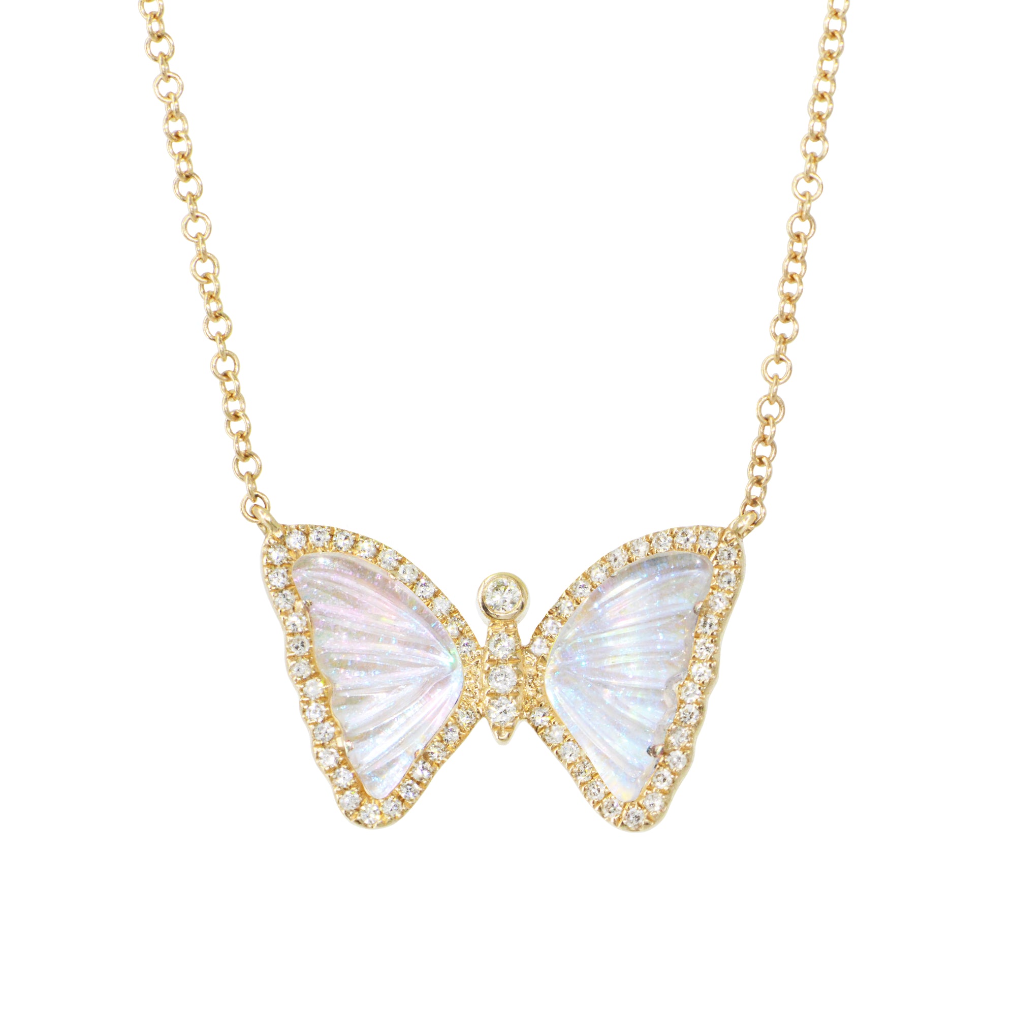 mini butterfly necklace with diamonds in stardust