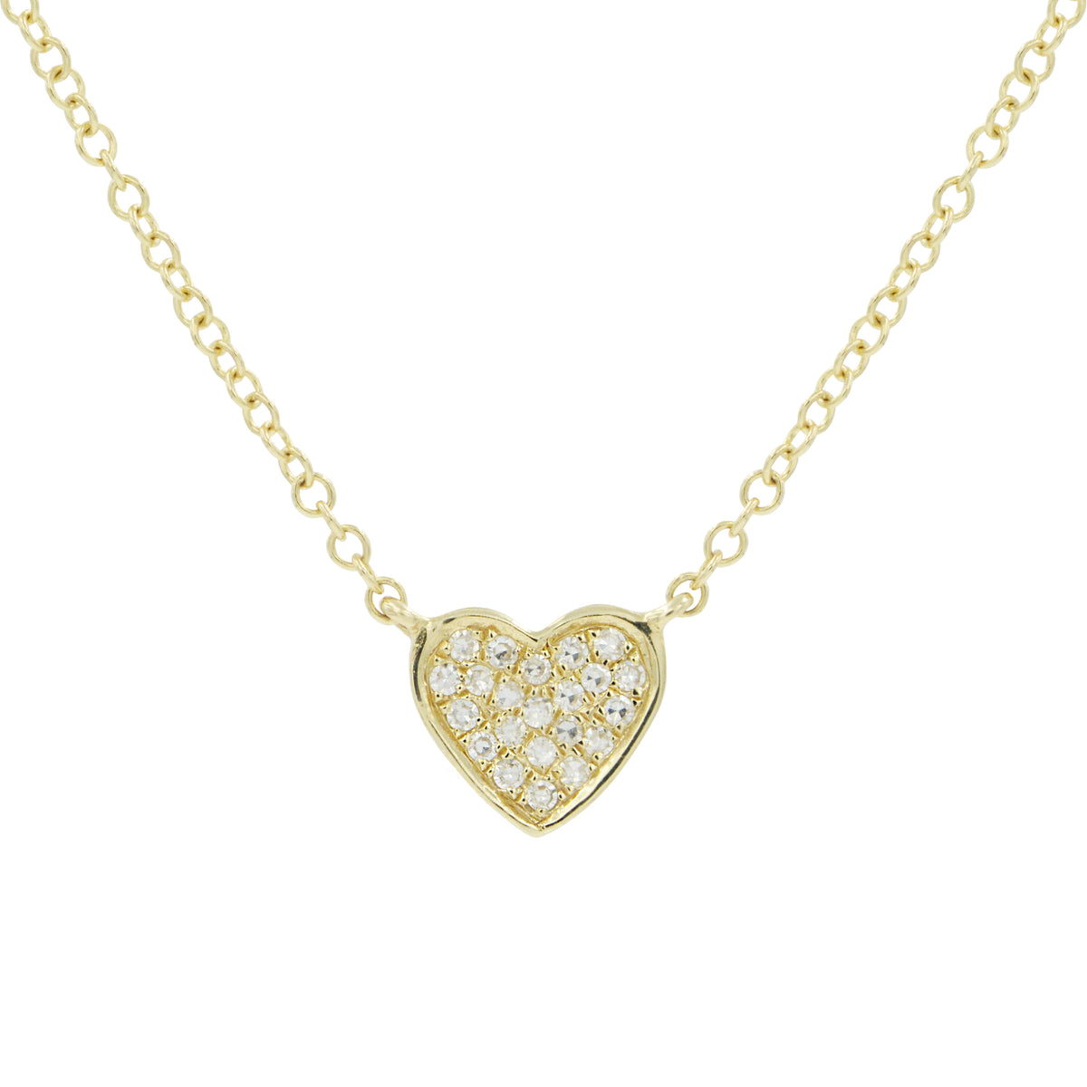 Mini Diamond Heart Necklace in 14k Gold