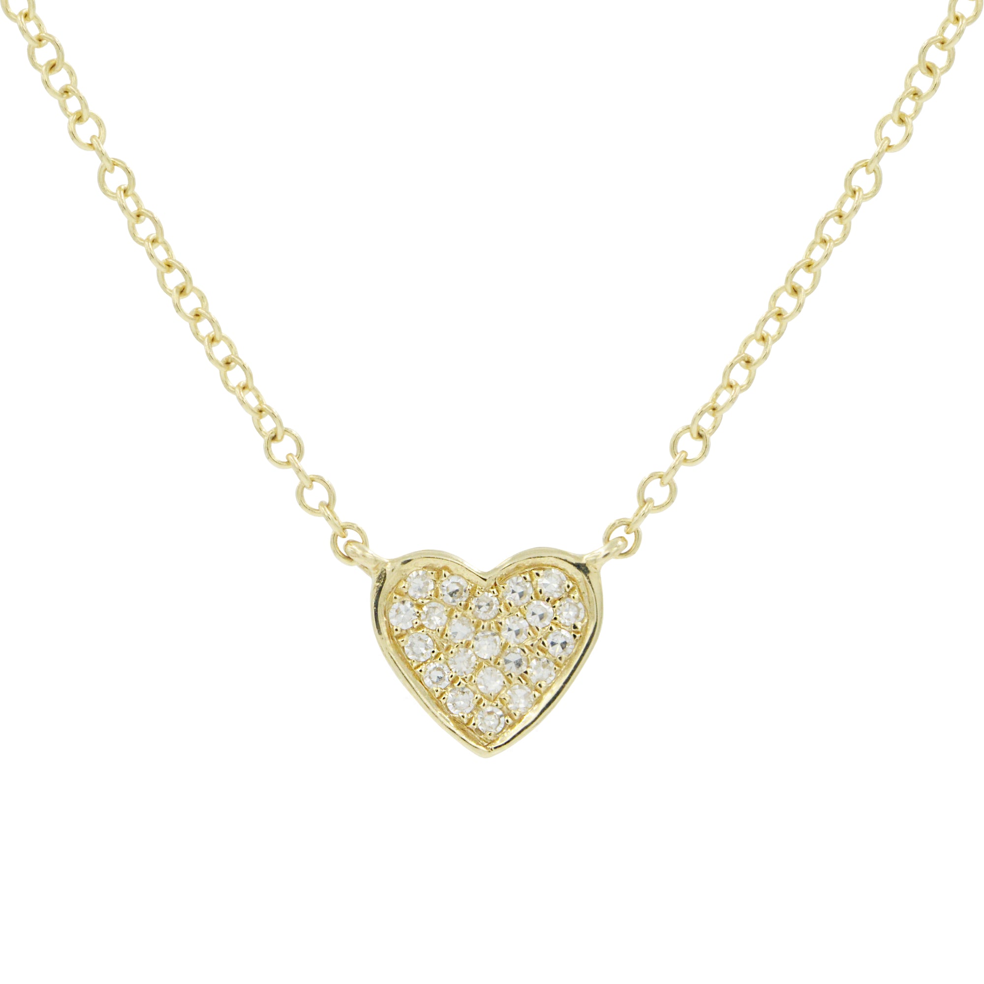 Mini Diamond Heart Necklace in 14k Gold