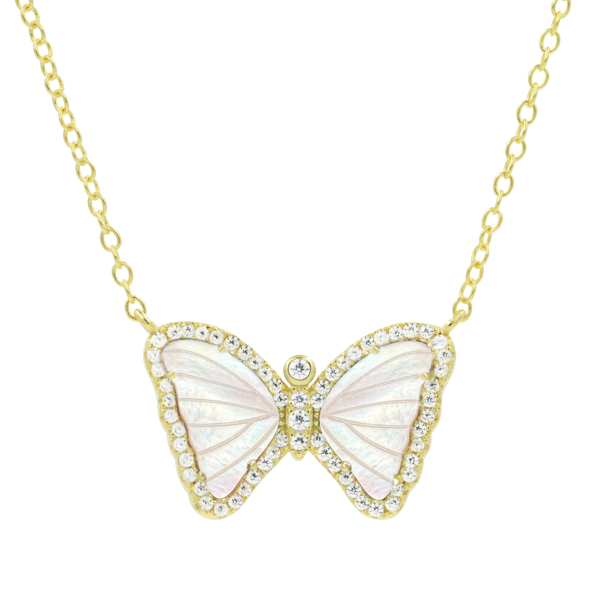 Mini Butterfly Necklace in White Pearl - KAMARIA