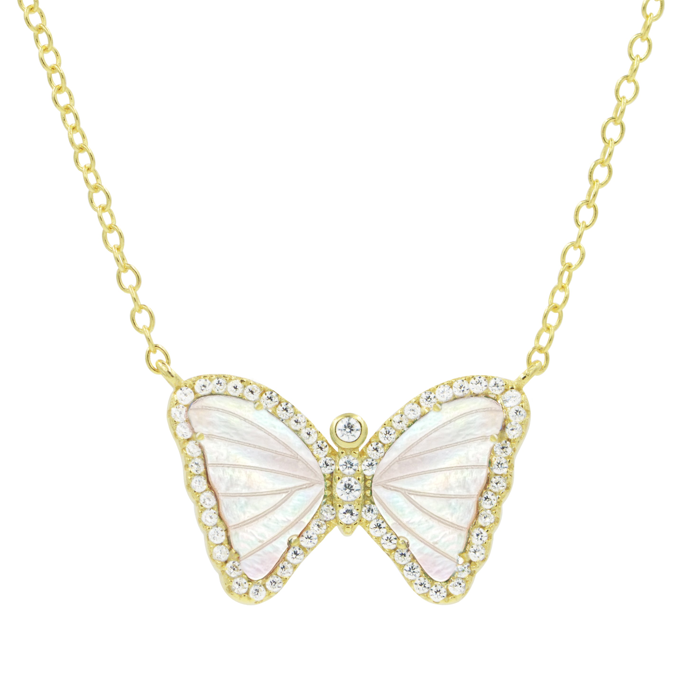 LeCalla - Buy 925 Sterling Silver 18K Rose Gold-Plated Mother-of-Pearl  Butterfly Pendant Necklace for Women Teen