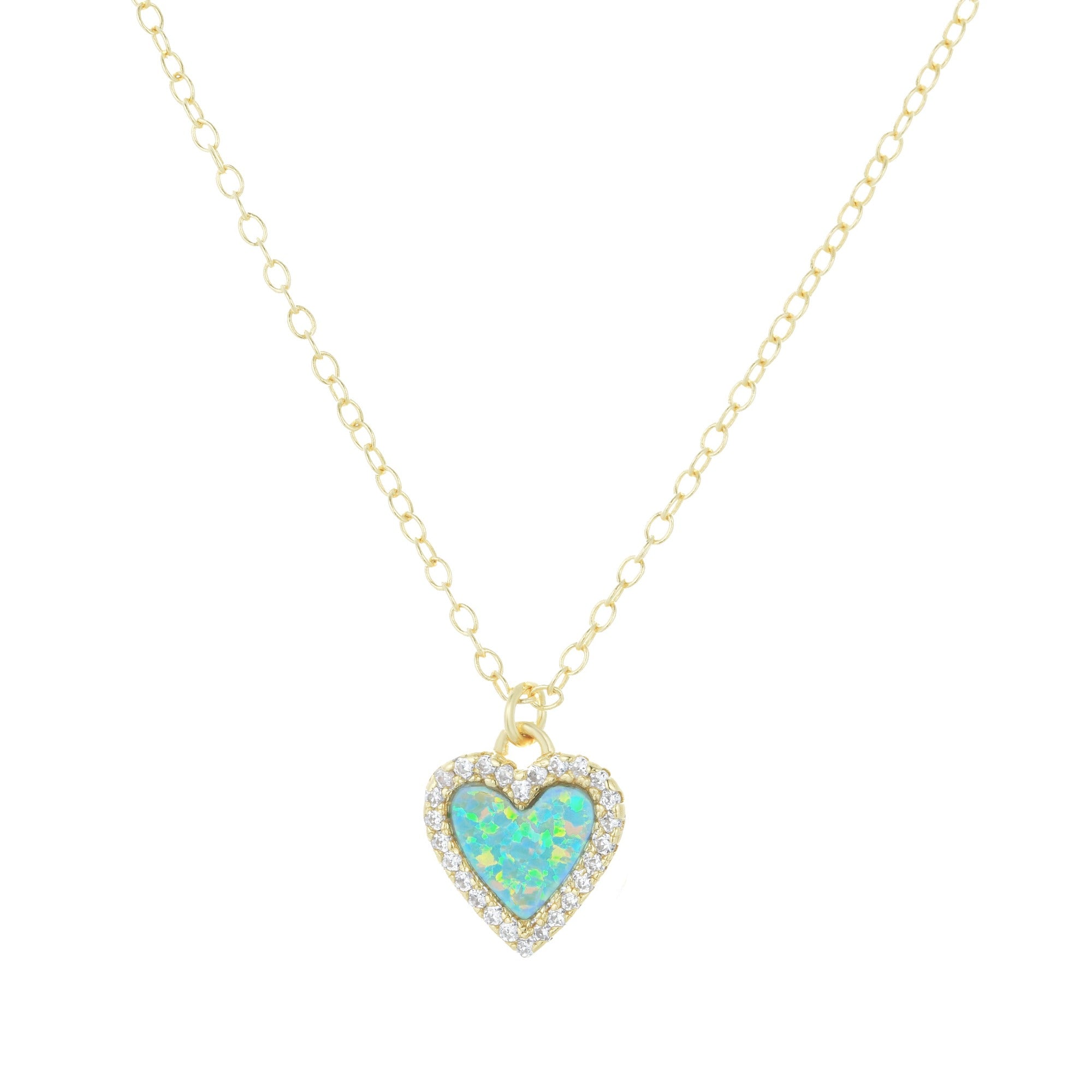 mini opal heart necklace with crystals green opal gold