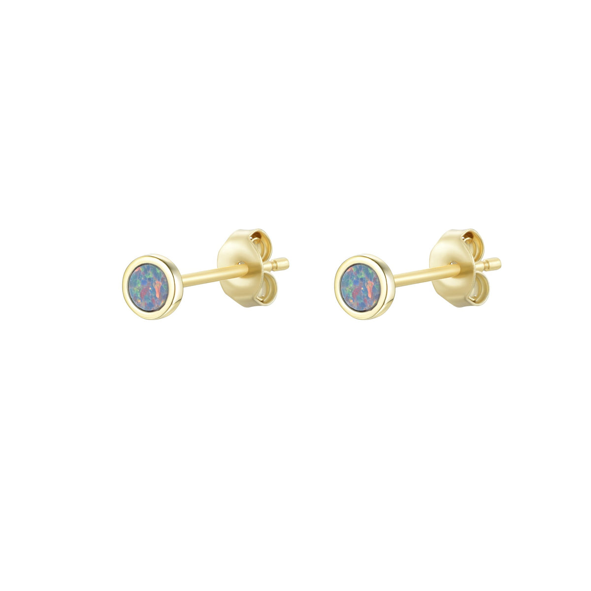 Mini opal stud earrings in black opal gold