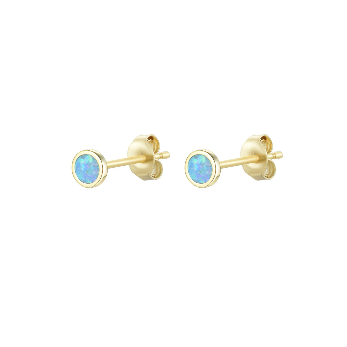 Mini opal stud earrings in blue green gold
