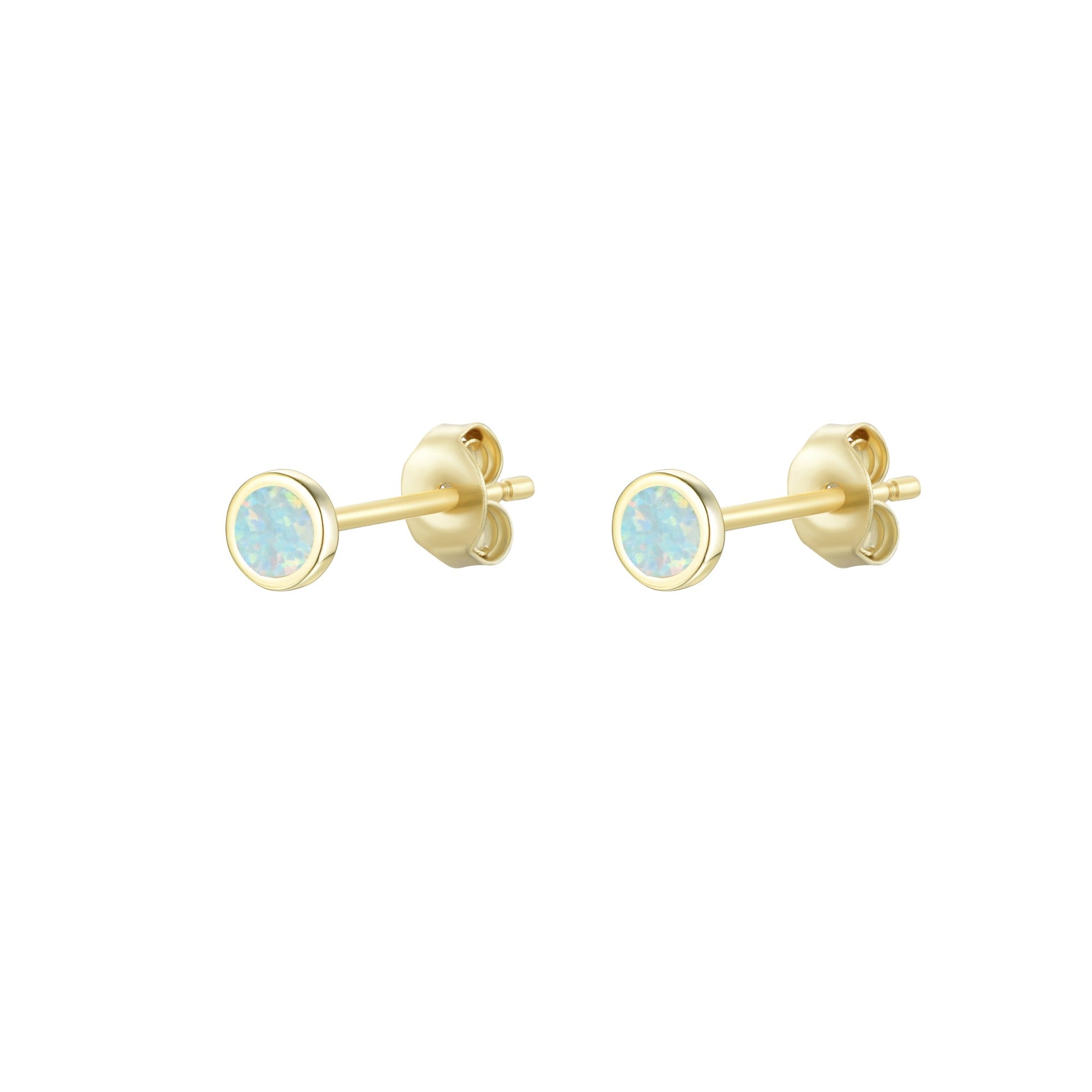 Mini opal stud earrings in light green gold