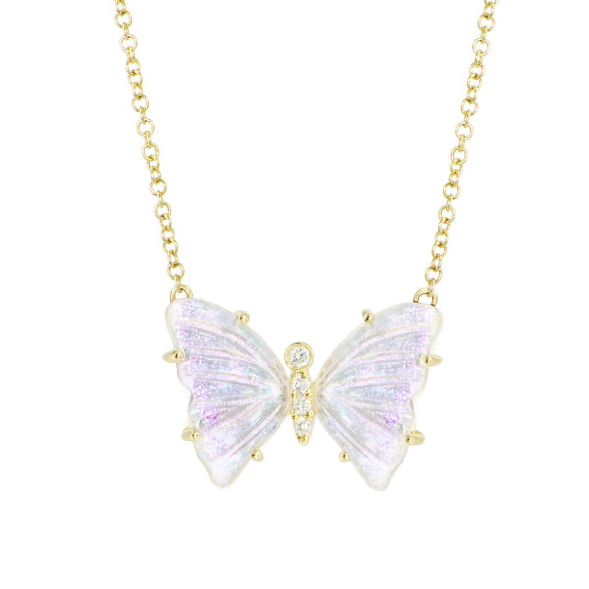 Stardust Pronged Diamond Butterfly Necklace