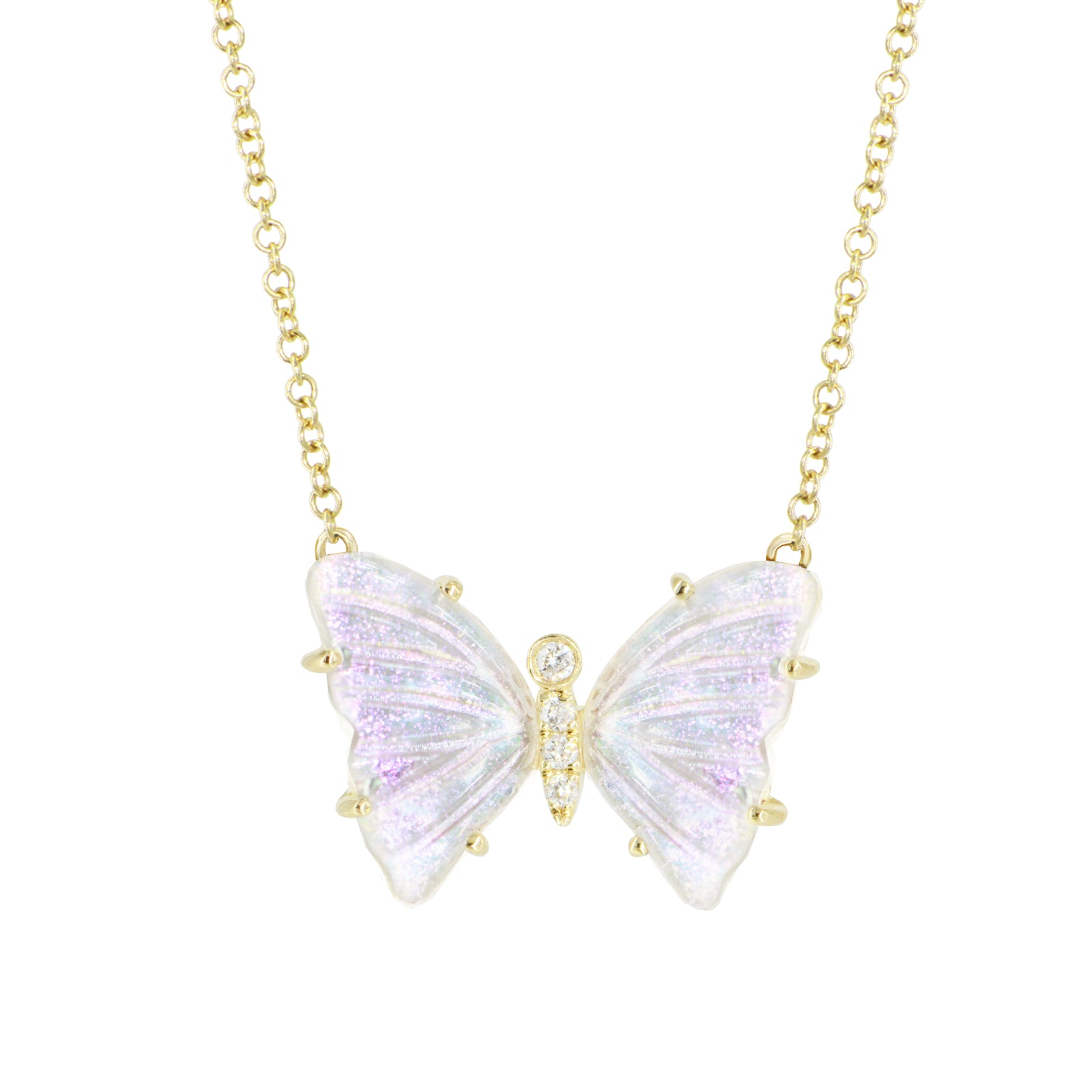 Stardust Pronged Diamond Butterfly Necklace