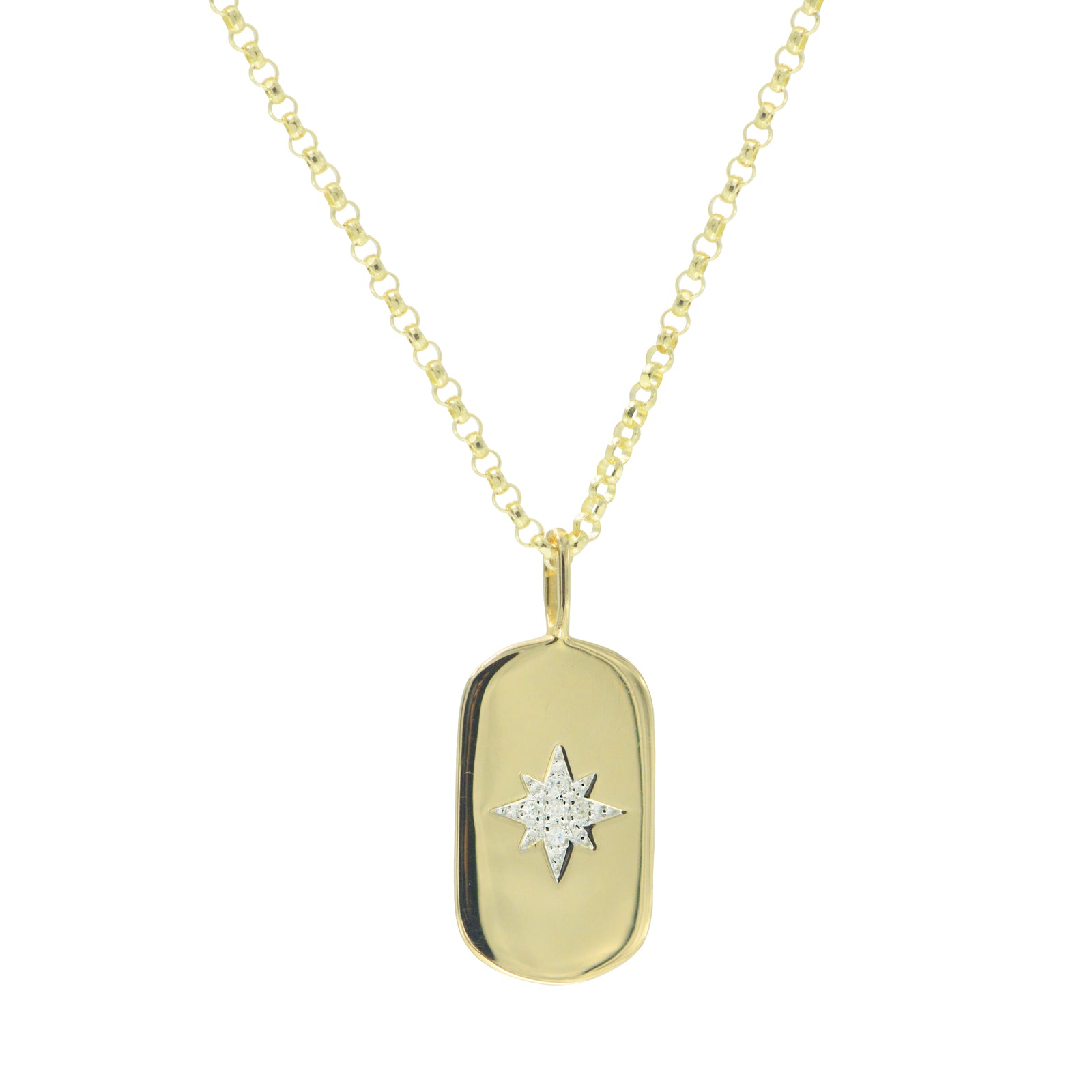 mini star diamond dogtag with diamonds