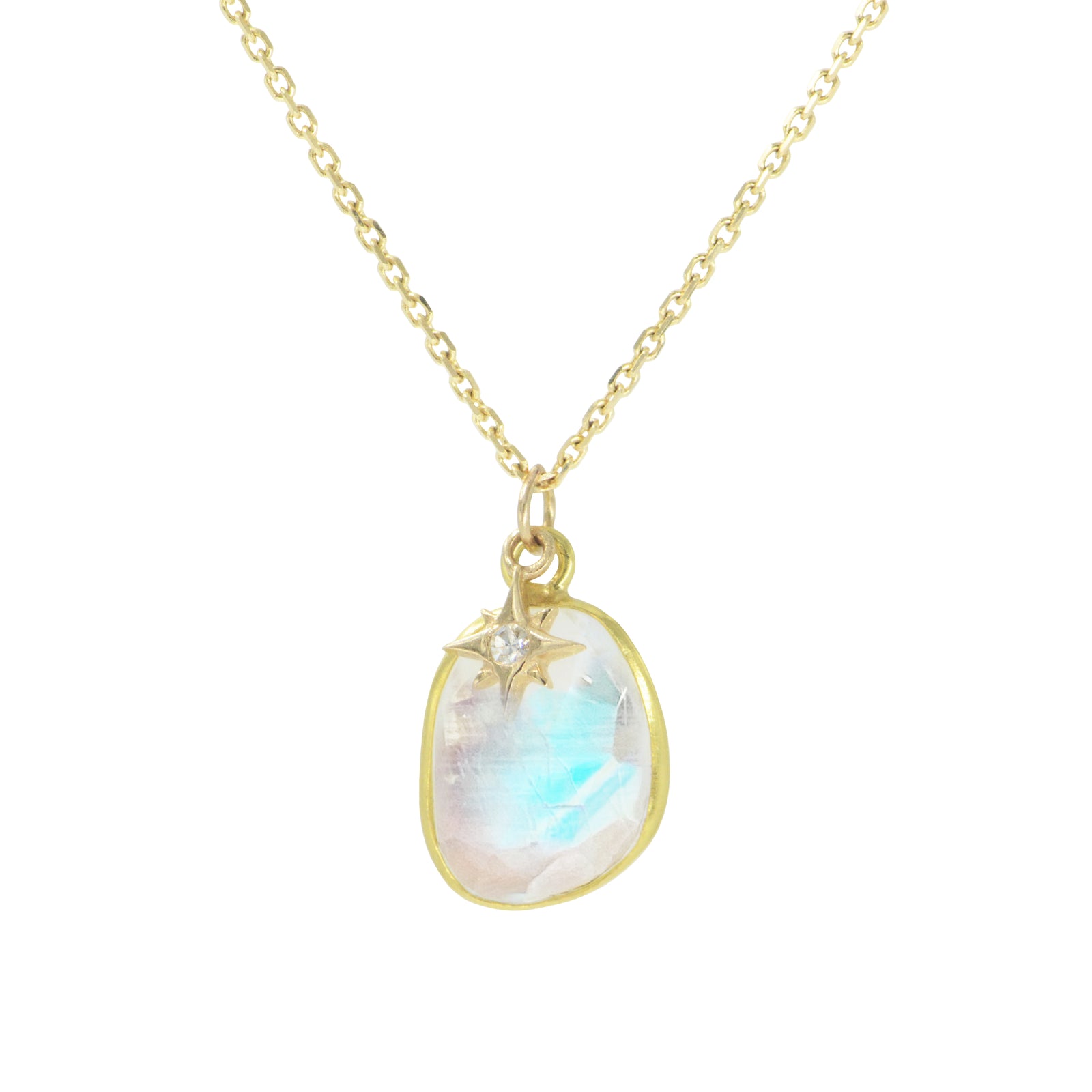 moonstone and diamond star charm necklace