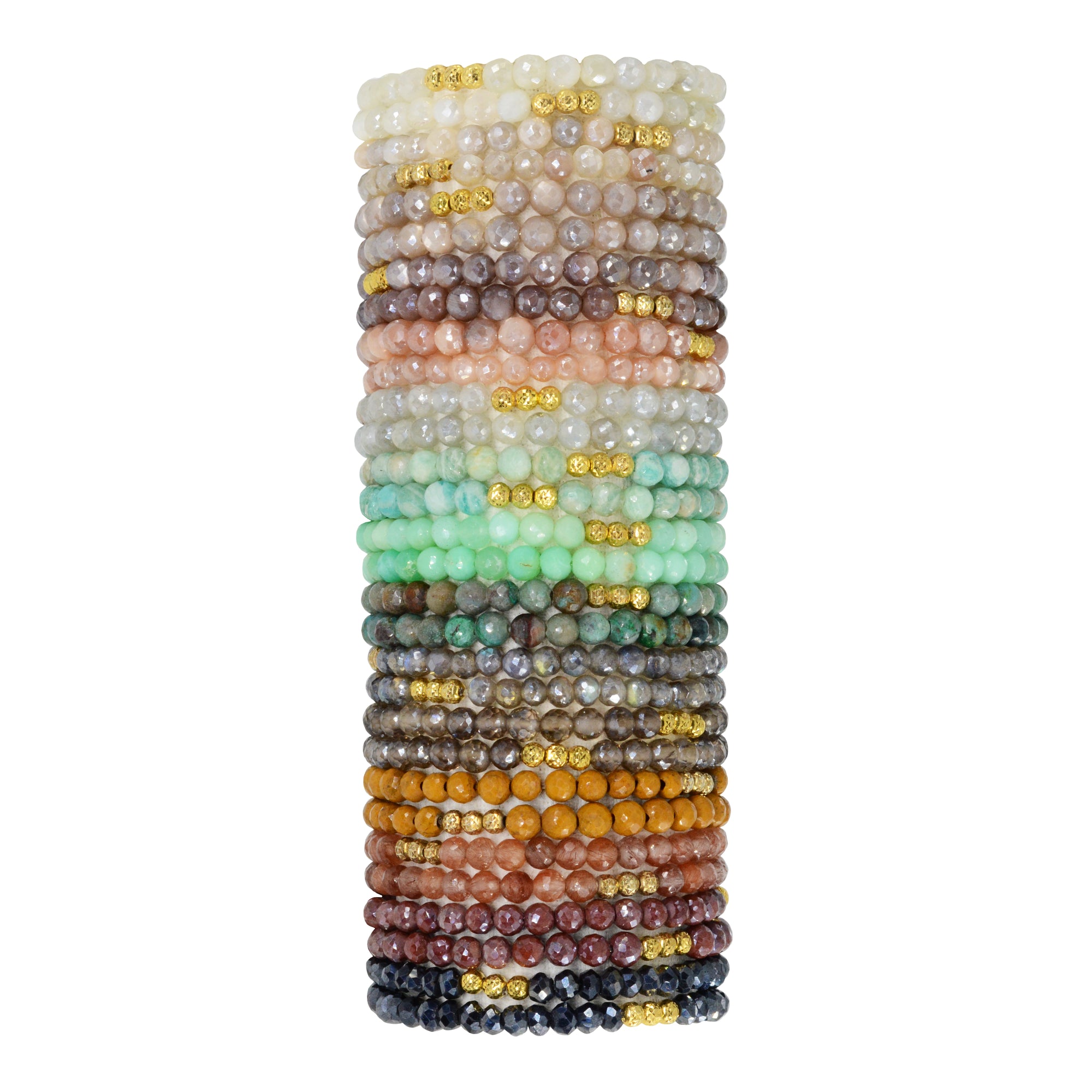 Gold-Plated Silver Beaded Bracelet Stack - KAMARIA